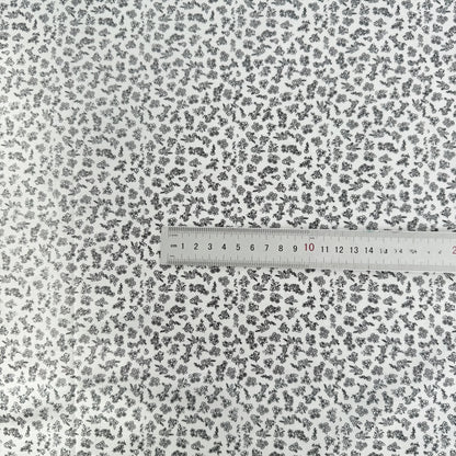 Cotton Print Fabric, Black & White Motifs, for Dollwear, Tablecloths & Scrunchies - Black Floral