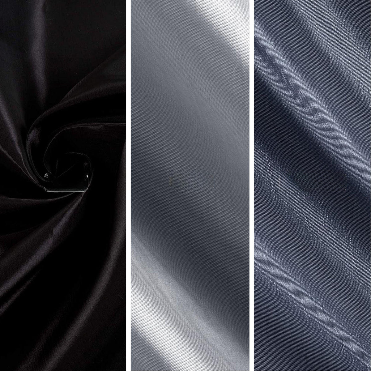 Taffeta Fabric, for Gowns, Drapes & Decor - Black