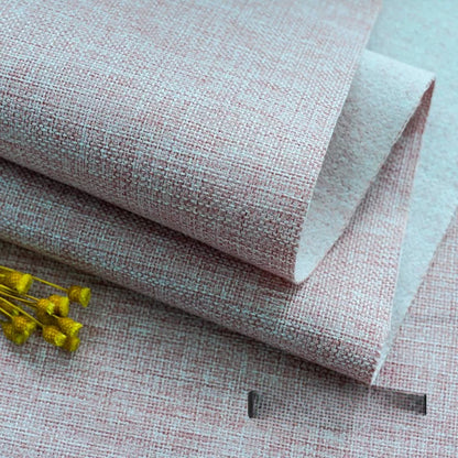Cotton Linen Fabric, Heavy Plain Weave, for Sofa Covers, Tablecloths & Cushions - Nordic Pink