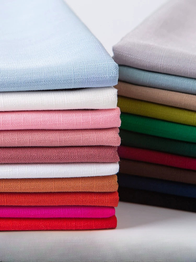 Cotton Linen Slub Fabric, Summer Solid, for Pants, Casual Wear & DIY