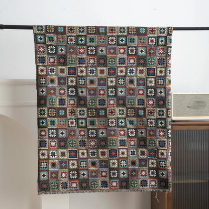 Heavy Poly Jacquard Check Fabric, for Upholstery & Cushions - Small Check Dark