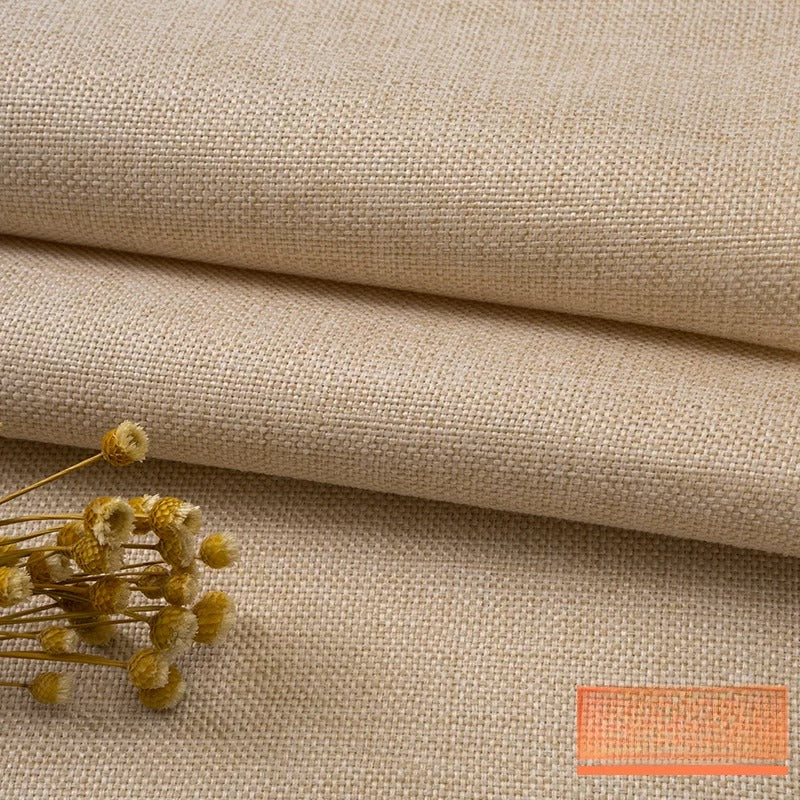 Cotton Linen Fabric, Heavy Plain Weave, for Sofa Covers, Tablecloths & Cushions - Beige