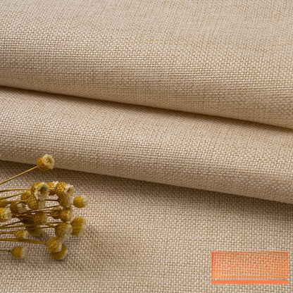 Cotton Linen Fabric, Heavy Plain Weave, for Sofa Covers, Tablecloths & Cushions - Beige