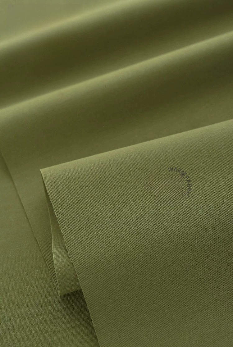 Washed Twill Poplin Fabric, Solid, for Shirts, Dresses & Blouses - Moss Green