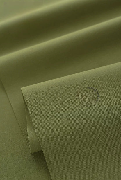 Washed Twill Poplin Fabric, Solid, for Shirts, Dresses & Blouses - Moss Green