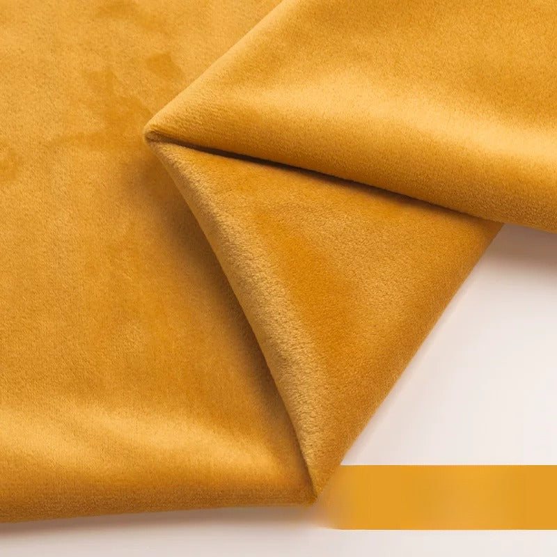 Velvet Fabric, Golden Velour Solid, for Cushions, Curtains & Costumes - Turmeric Yellow