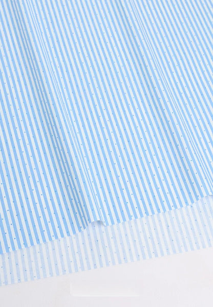 Cotton Fabric, Plaid Stripe & Polka Prints, for Bedding, Tablecloths & Garments - Light Blue Stripe Dot