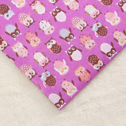 Polyester Owl Print Fabric, for Kids' Bags & Toys - Purple