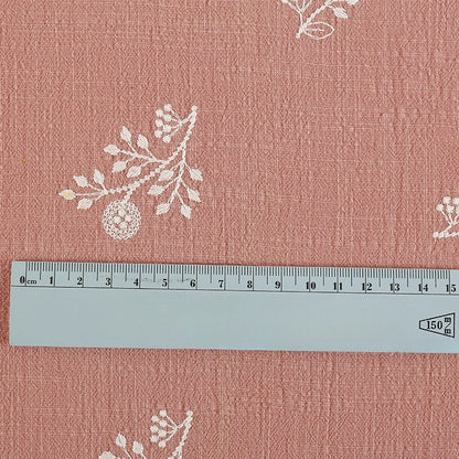 Slub Cotton Floral Embroidery Fabric, 49 in Wide