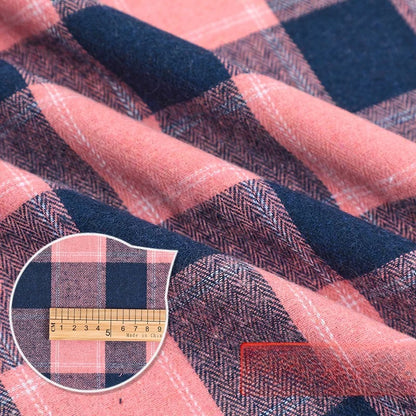 Brushed Plaid Shirt Fabric, Tartan Check, for Shirts, Skirts & JK Uniforms - Blue Pink Plaid