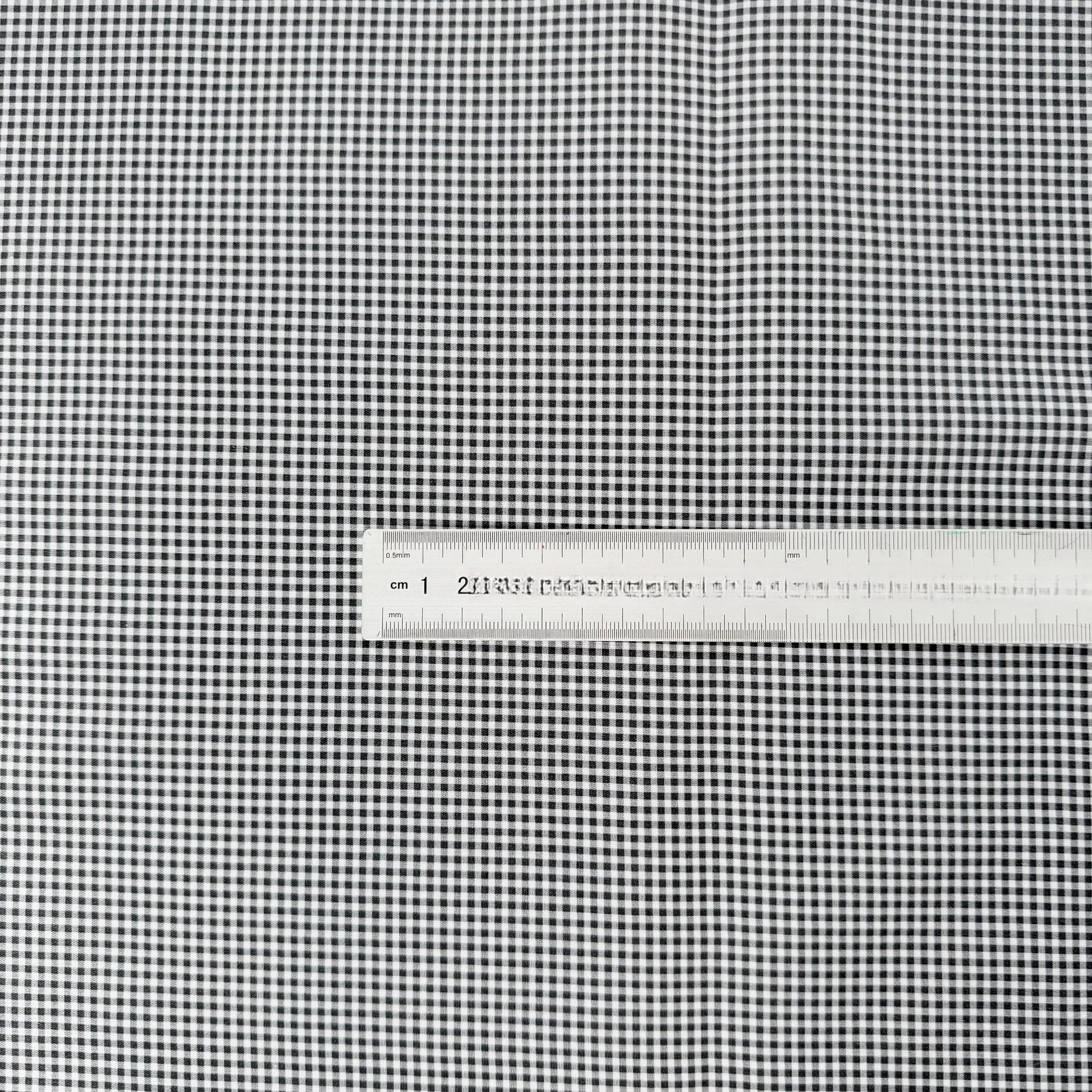 Cotton Print Fabric, Black & White Motifs, for Dollwear, Tablecloths & Scrunchies - Black Fine Gingham