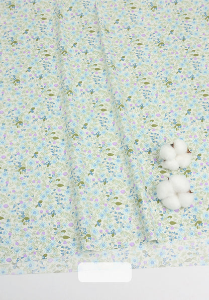 Cotton Fabric, Country Floral Prints, for Dresses, Skirts & Patchwork - Violet Flower Meadow