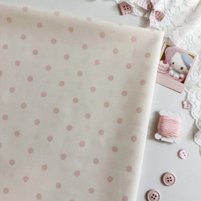 Cotton Print Fabric, Fresh Polka Dots, for Homewear, Scrunchies & Dollwear - Milky Pink Dot