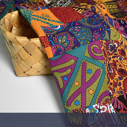 Cotton Linen Fabric, Ethnic Paisley Print, for Tablecloths, Curtains & Bags - Happy Paisley
