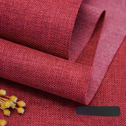 Cotton Linen Fabric, Heavy Plain Weave, for Sofa Covers, Tablecloths & Cushions - Wine Red