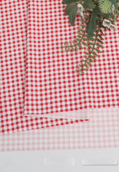 Cotton Fabric, Plaid Stripe & Polka Prints, for Bedding, Tablecloths & Garments - Red Plaid