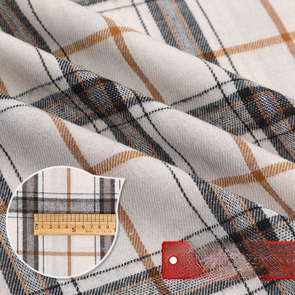 Brushed Plaid Shirt Fabric, Tartan Check, for Shirts, Skirts & JK Uniforms - Milky Coffee