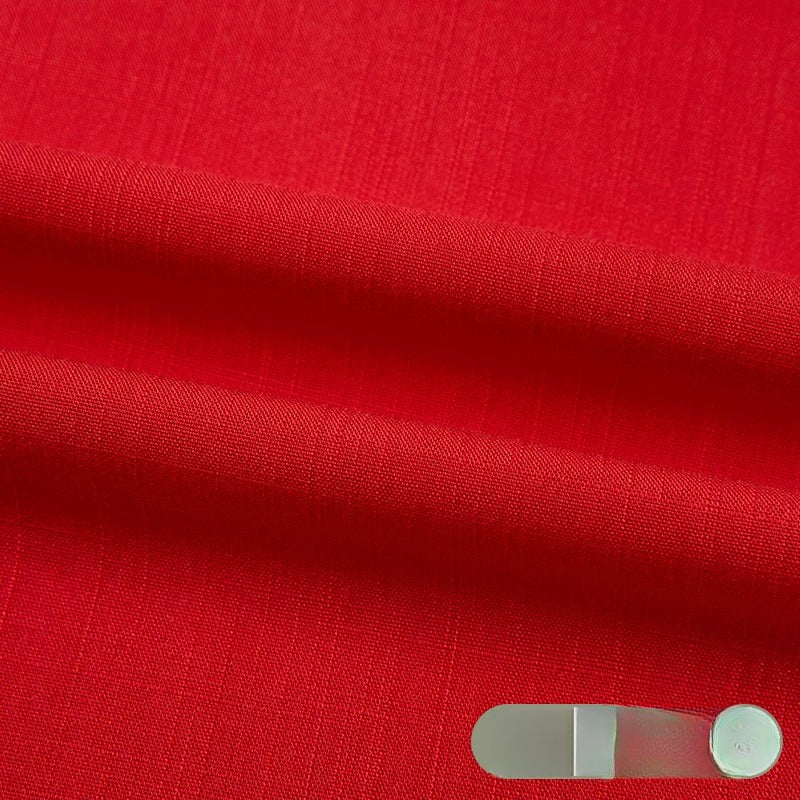 Cotton Linen Slub Fabric, Summer Solid, for Pants, Casual Wear & DIY - Red