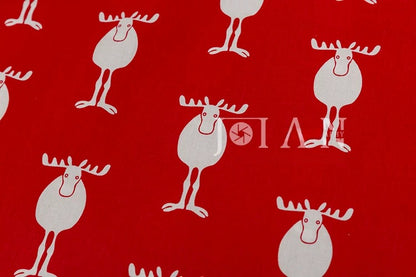 Heavy Cotton Linen Daisy Fabric, for Curtains & Upholstery - Wishing Deer Red