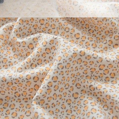 Brushed Cotton Flannel Fabric, Kids Prints, for Kids' Wear, Pajamas & DIY - Orange Leopard