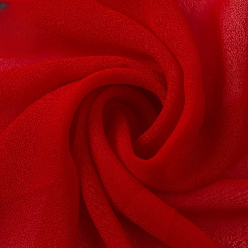 Chiffon Fabric, Semi-Sheer Solid, for Dresses, Blouses & Linings - Red
