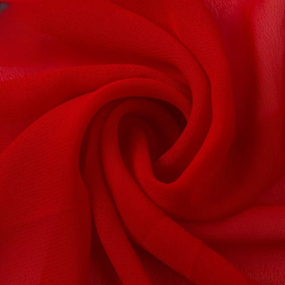 Chiffon Fabric, Semi-Sheer Solid, for Dresses, Blouses & Linings - Red