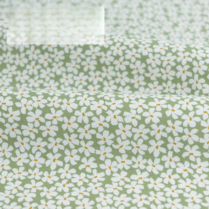 Brushed Cotton Flannel Fabric, Kids Prints, for Kids' Wear, Pajamas & DIY - Apricot Green Flower Sea