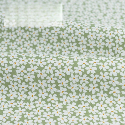 Brushed Cotton Flannel Fabric, Kids Prints, for Kids' Wear, Pajamas & DIY - Apricot Green Flower Sea