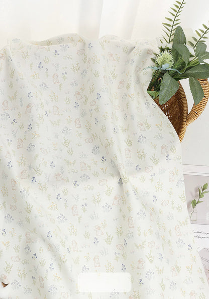 Class A Baby Cotton Fabric, Adorable Prints, for Babywear, Quilts & Bedding - Plain Flower Bunny