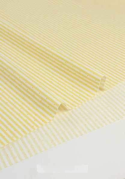 Cotton Fabric, Plaid Stripe & Polka Prints, for Bedding, Tablecloths & Garments - Lemon Stripe Dot