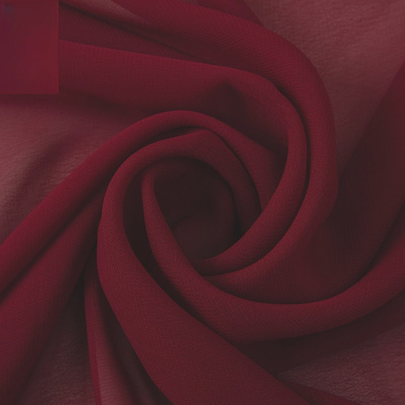Opaque Chiffon Fabric, Solid, for Hanfu Linings, Dresses & Blouses - Wine Red
