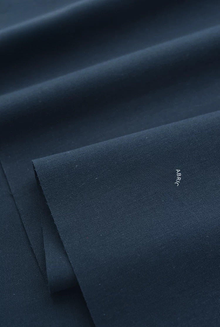 Washed Twill Poplin Fabric, Solid, for Shirts, Dresses & Blouses - Navy