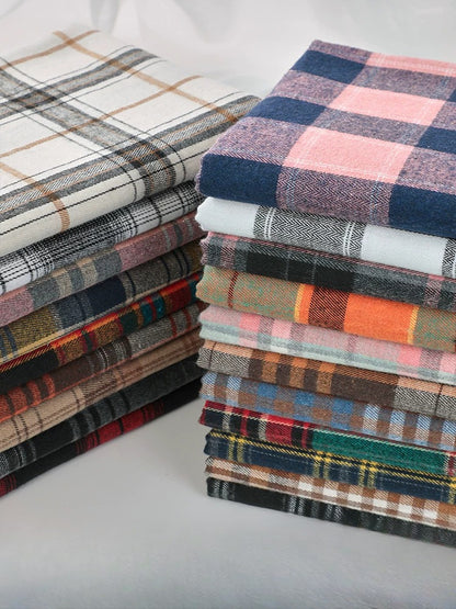Brushed Plaid Shirt Fabric, Tartan Check, for Shirts, Skirts & JK Uniforms
