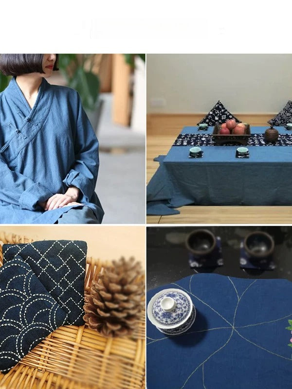 Indigo Dyed Cotton Fabric, for Sashiko & Dresses