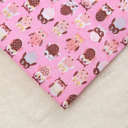 Polyester Owl Print Fabric, for Kids' Bags & Toys - Pink