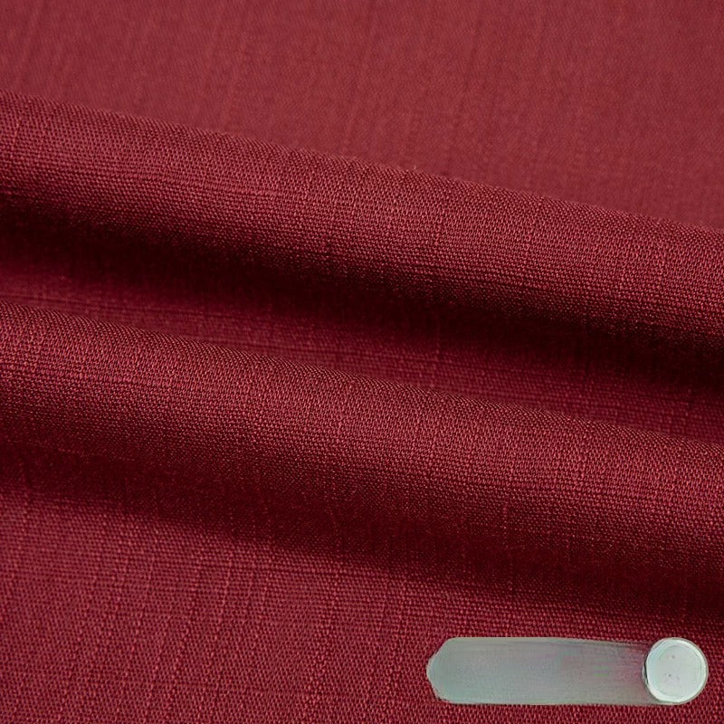 Cotton Linen Slub Fabric, Summer Solid, for Pants, Casual Wear & DIY - Wine Red