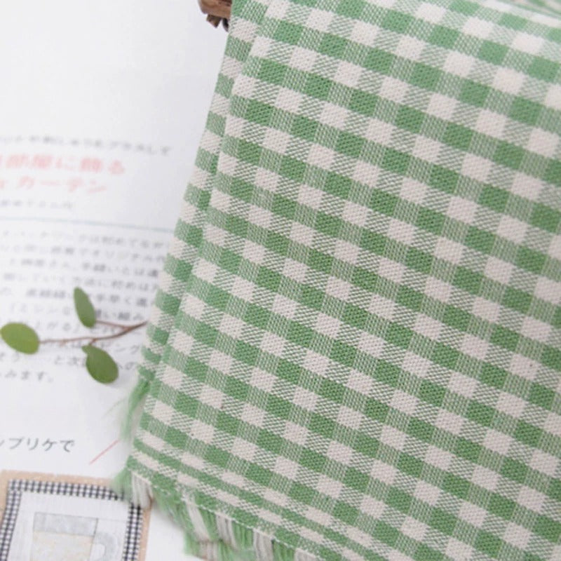 Thick Cotton Check Fabric, 210 GSM, for Upholstery & Storage