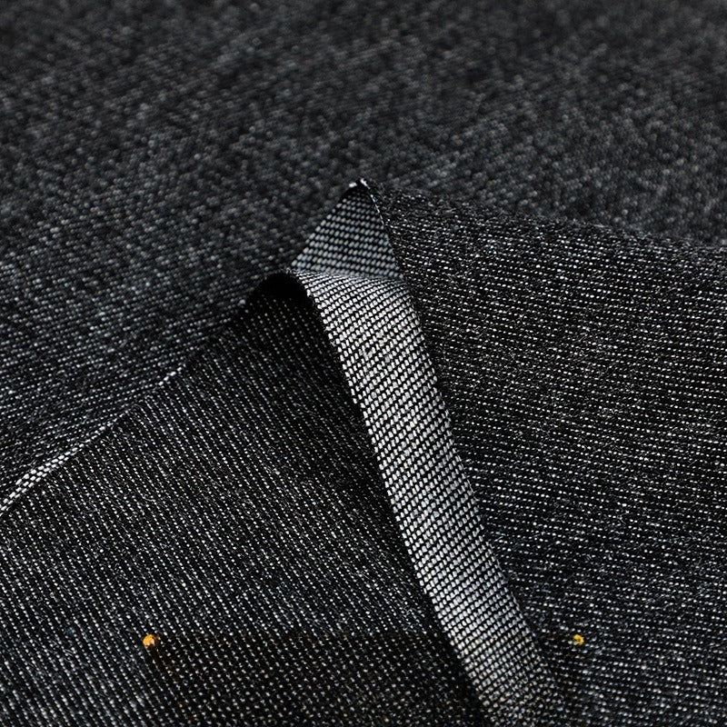 Heavy Washed Denim Fabric, Cotton Twill, for Jackets, Pants & Skirts - Black