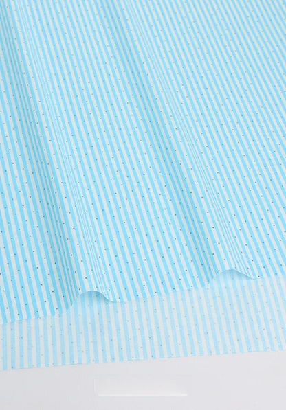 Cotton Fabric, Plaid Stripe & Polka Prints, for Bedding, Tablecloths & Garments - Aqua Stripe Dot