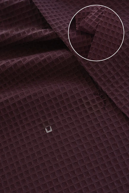 Cotton Waffle Fabric, Pure Solid, for Bathrobes, Pajamas & Home Textiles - Wine Red