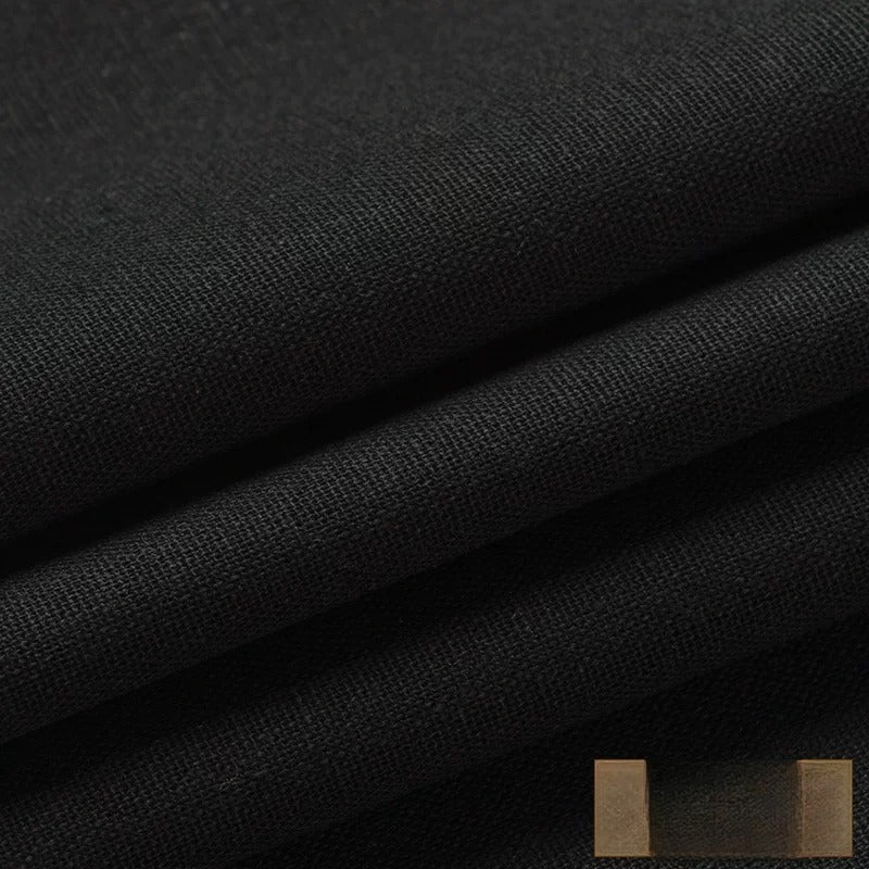 Linen Fabric, Thin Handmade Solid, for Hanfu, Embroidery & Summer DIY - Black