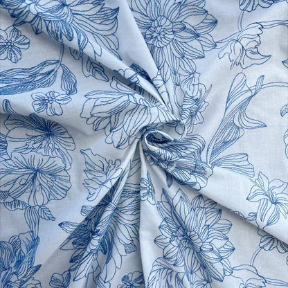 60s Combed Cotton Printed Fabric, 150 g/m², 135 cm Wide, for Shirts, Dresses & Craft