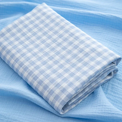 Cotton Double Gauze Fabric, for Baby Sleepwear & Bibs - Blue Check