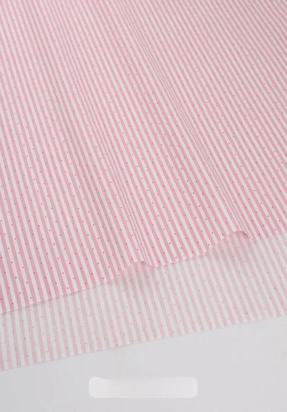 Cotton Fabric, Plaid Stripe & Polka Prints, for Bedding, Tablecloths & Garments - Pink Stripe Dot