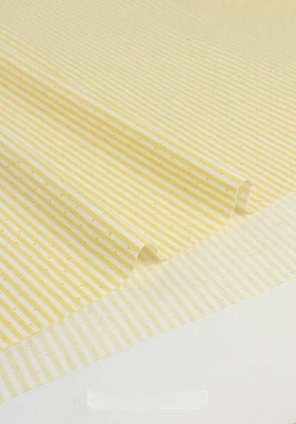 Cotton Fabric, Plaid Stripe & Polka Prints, for Bedding, Tablecloths & Garments - Lemon Stripe Dot