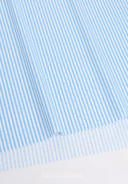 Cotton Fabric, Plaid Stripe & Polka Prints, for Bedding, Tablecloths & Garments - Light Blue Stripe Dot