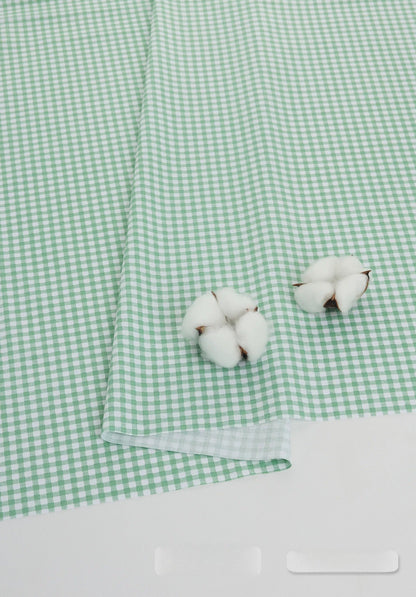 Cotton Fabric, Plaid Stripe & Polka Prints, for Bedding, Tablecloths & Garments - Pea Green Plaid