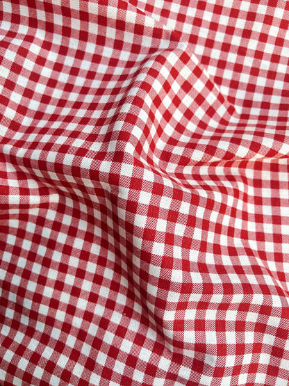 Cotton Polka Dot & Check Fabric, for Shirts & Cushions - 7mm Check