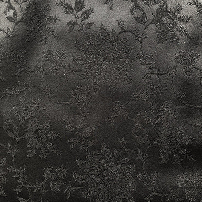 Cotton-Poly Jacquard Fabric, Peony Satin Hanfu & Qipao Cloth - Black