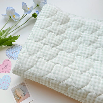 Cotton Quilted Puffer Fabric, Dopamine Colors, for Padded Wear, Bags & Pencil Cases - Light Green